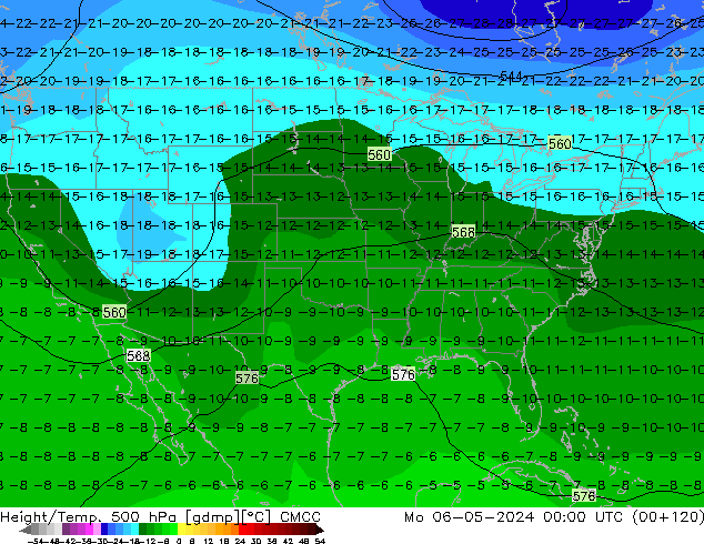 Height/Temp. 500 hPa CMCC lun 06.05.2024 00 UTC