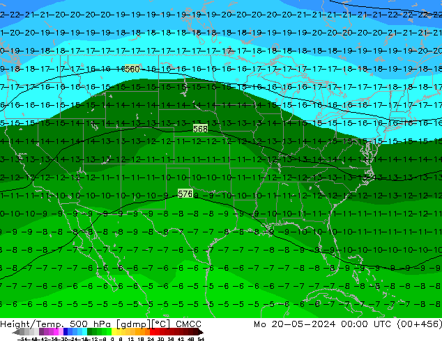 Geop./Temp. 500 hPa CMCC lun 20.05.2024 00 UTC