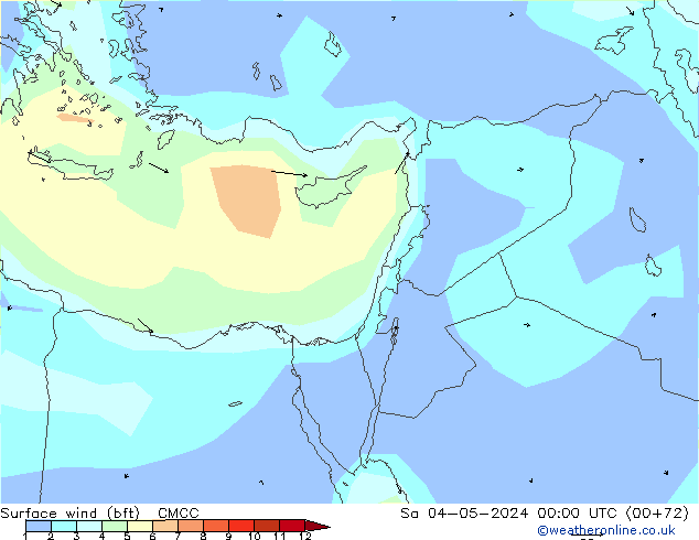 Surface wind (bft) CMCC Sa 04.05.2024 00 UTC