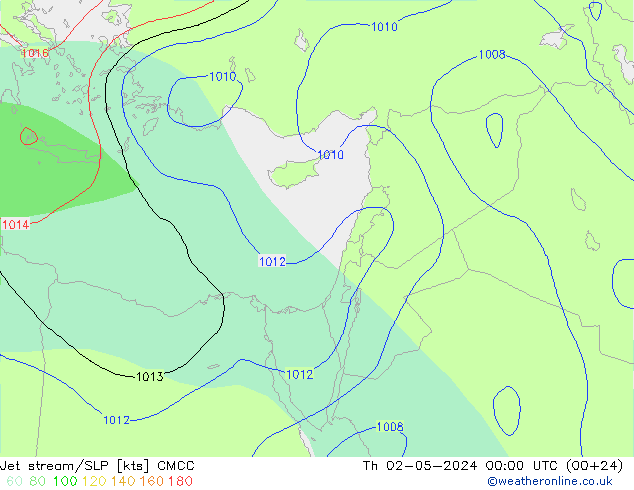 джет/приземное давление CMCC чт 02.05.2024 00 UTC