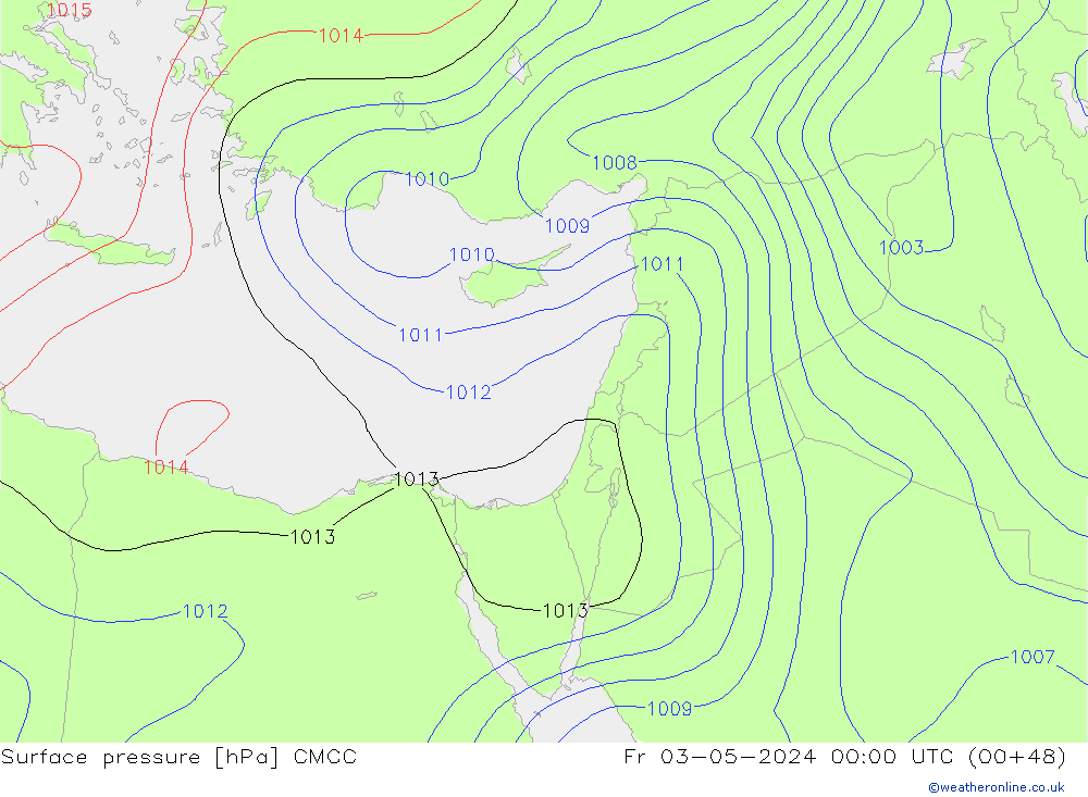 Atmosférický tlak CMCC Pá 03.05.2024 00 UTC