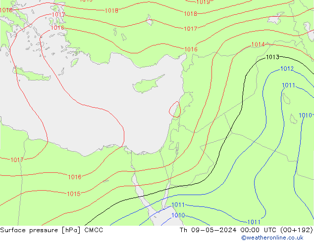 pression de l'air CMCC jeu 09.05.2024 00 UTC