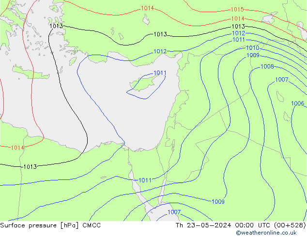 Pressione al suolo CMCC gio 23.05.2024 00 UTC