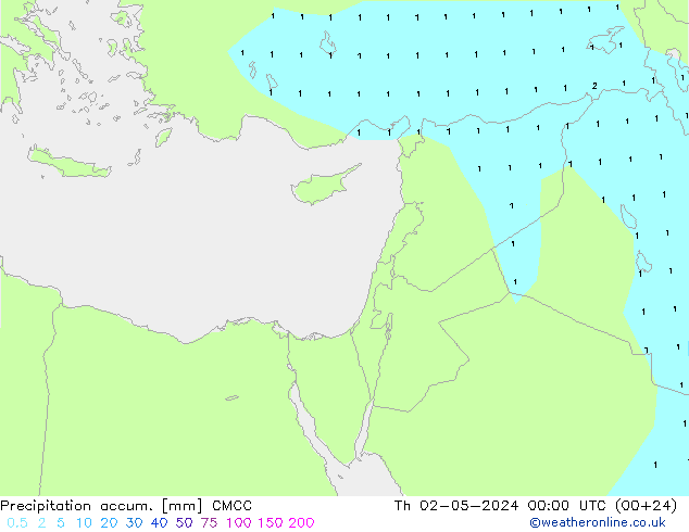 Toplam Yağış CMCC Per 02.05.2024 00 UTC