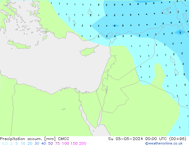 Precipitación acum. CMCC dom 05.05.2024 00 UTC