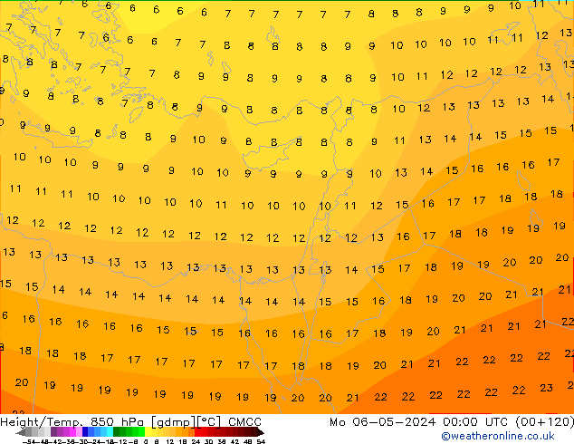 Height/Temp. 850 hPa CMCC Mo 06.05.2024 00 UTC