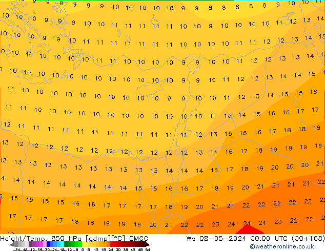 Yükseklik/Sıc. 850 hPa CMCC Çar 08.05.2024 00 UTC