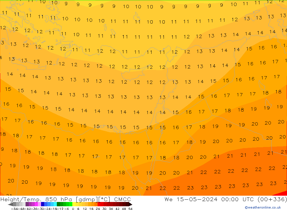 Hoogte/Temp. 850 hPa CMCC wo 15.05.2024 00 UTC