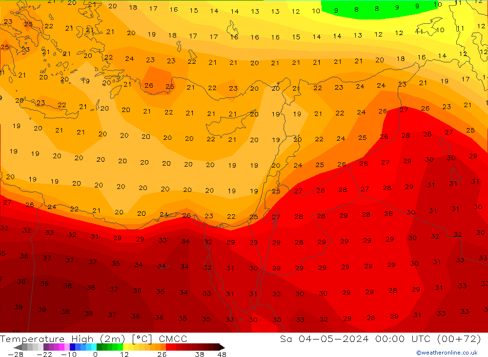 Temperatura máx. (2m) CMCC sáb 04.05.2024 00 UTC