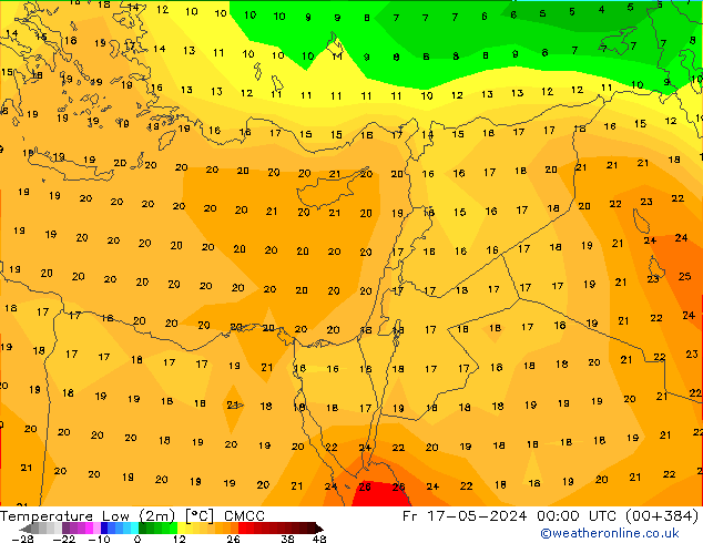 Temperature Low (2m) CMCC Fr 17.05.2024 00 UTC