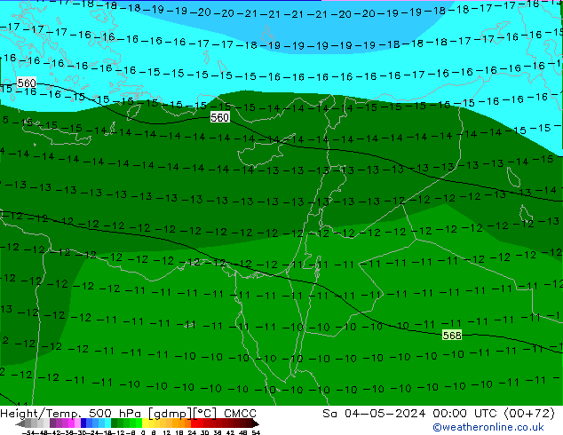 Géop./Temp. 500 hPa CMCC sam 04.05.2024 00 UTC