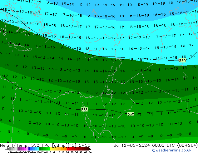 Height/Temp. 500 гПа CMCC Вс 12.05.2024 00 UTC