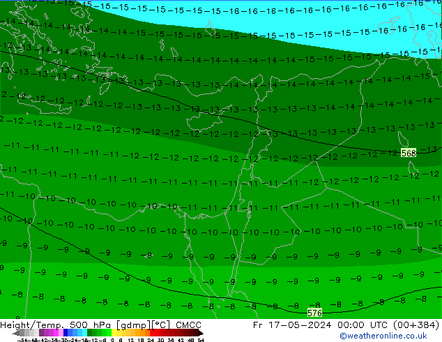 Géop./Temp. 500 hPa CMCC ven 17.05.2024 00 UTC