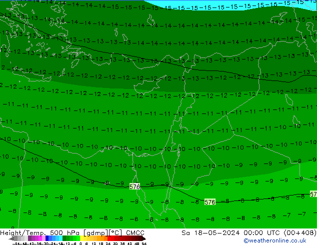 Yükseklik/Sıc. 500 hPa CMCC Cts 18.05.2024 00 UTC