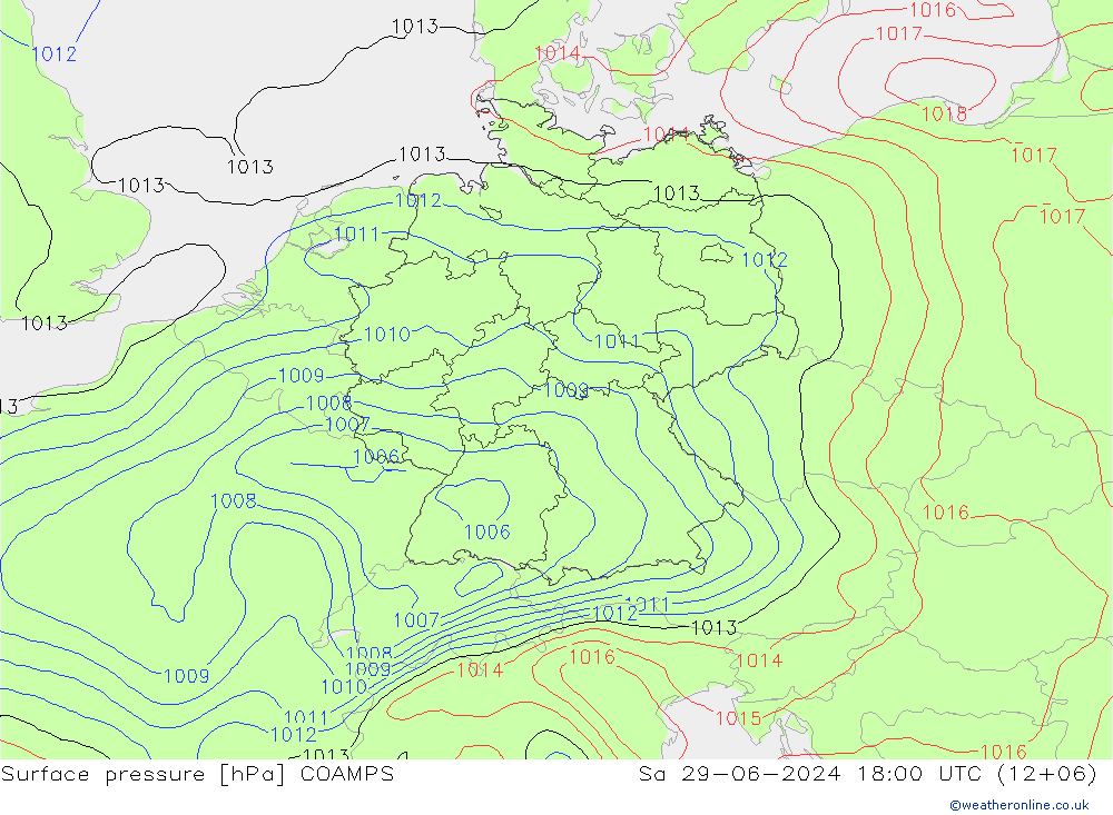 Luchtdruk (Grond) COAMPS za 29.06.2024 18 UTC