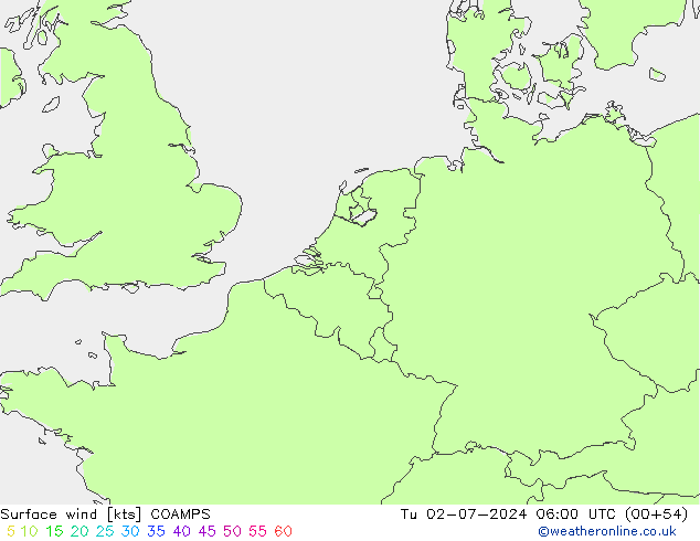 风 10 米 COAMPS 星期二 02.07.2024 06 UTC
