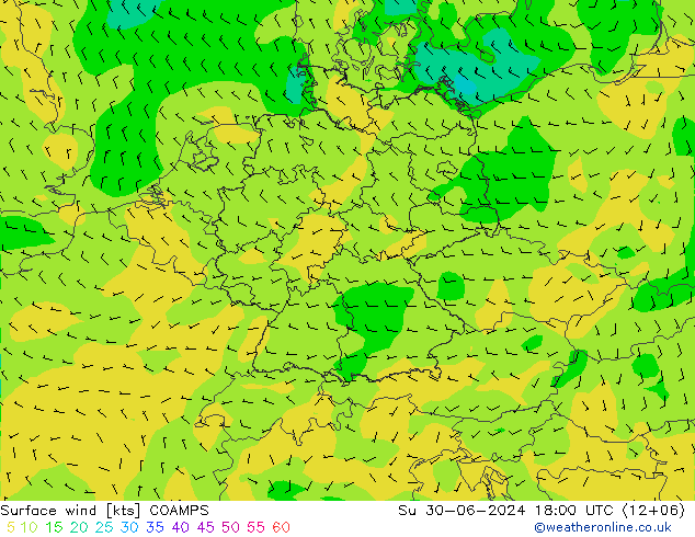 风 10 米 COAMPS 星期日 30.06.2024 18 UTC