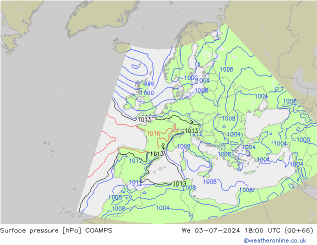 Luchtdruk (Grond) COAMPS wo 03.07.2024 18 UTC