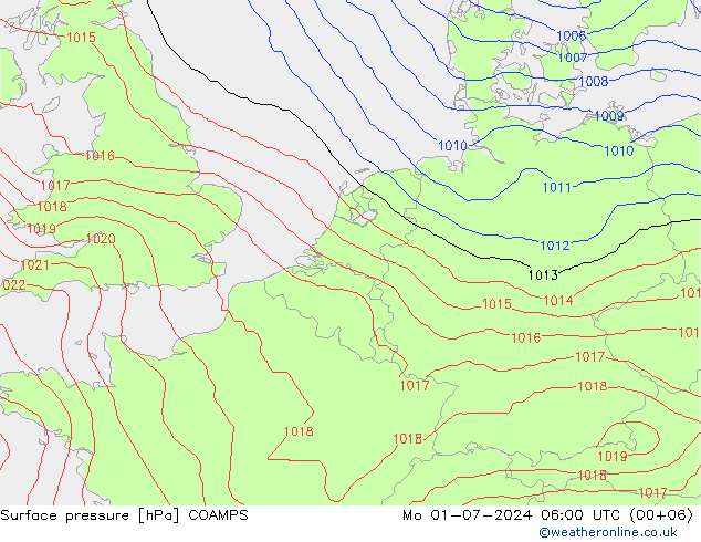 地面气压 COAMPS 星期一 01.07.2024 06 UTC