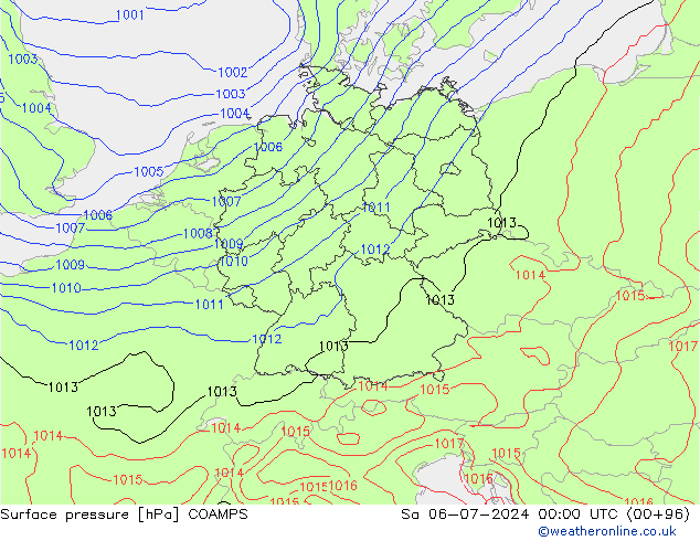 地面气压 COAMPS 星期六 06.07.2024 00 UTC
