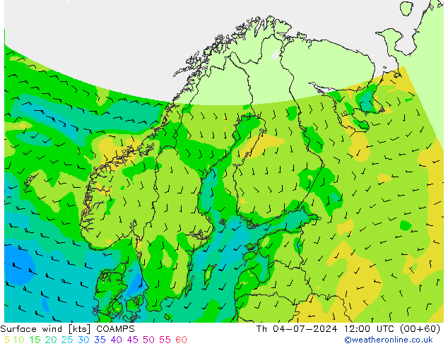 风 10 米 COAMPS 星期四 04.07.2024 12 UTC