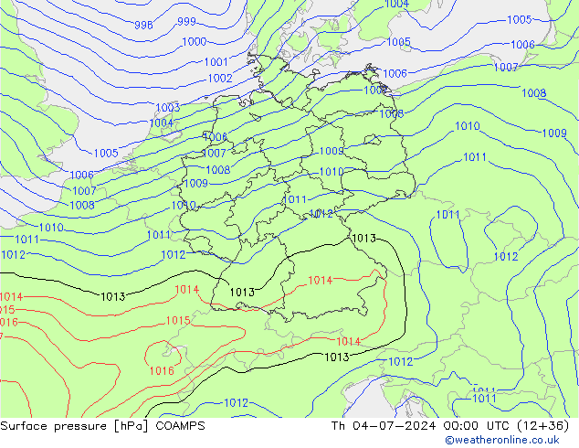 地面气压 COAMPS 星期四 04.07.2024 00 UTC