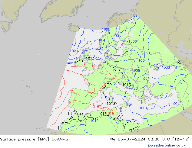 地面气压 COAMPS 星期三 03.07.2024 00 UTC