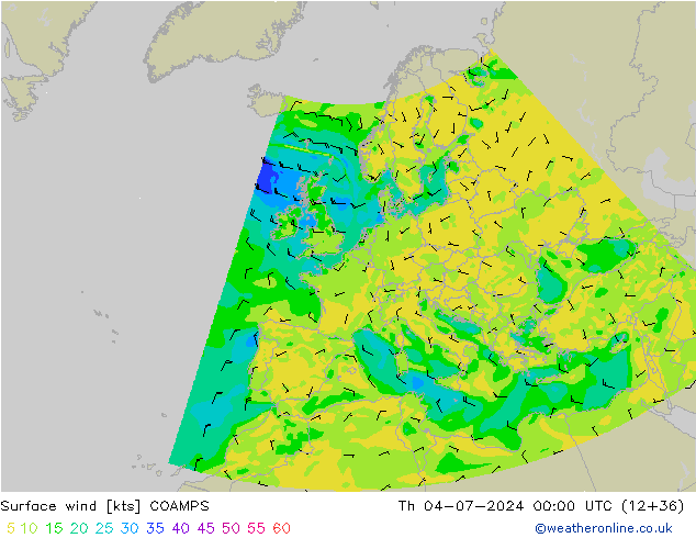 风 10 米 COAMPS 星期四 04.07.2024 00 UTC
