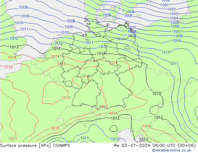 地面气压 COAMPS 星期三 03.07.2024 06 UTC