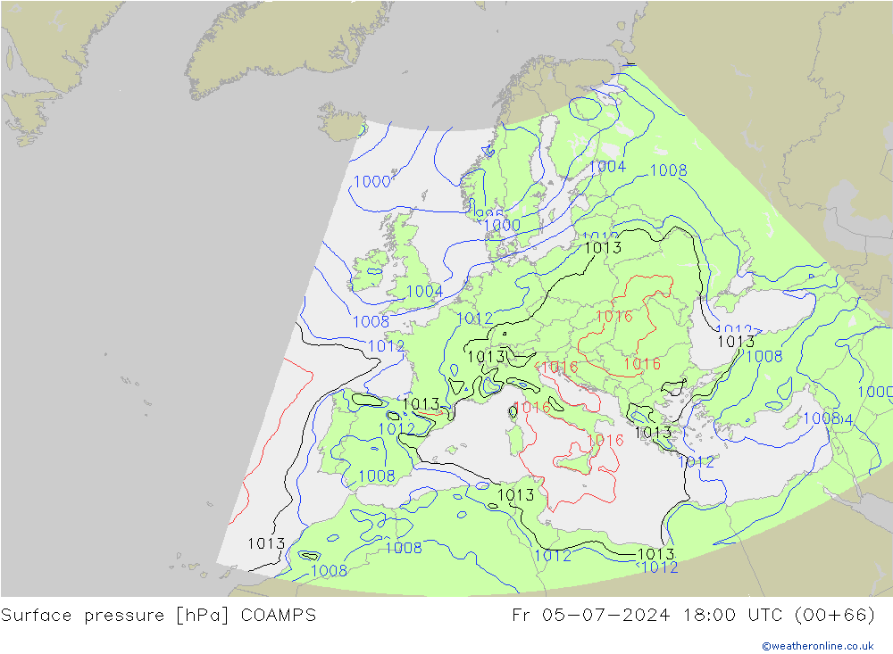 Luchtdruk (Grond) COAMPS vr 05.07.2024 18 UTC