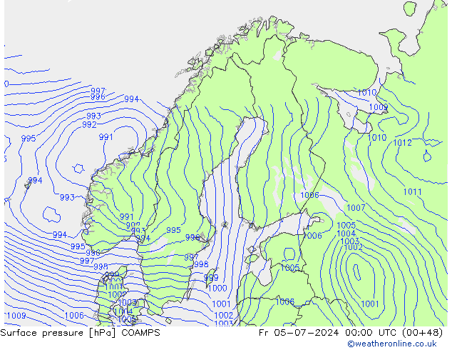 地面气压 COAMPS 星期五 05.07.2024 00 UTC