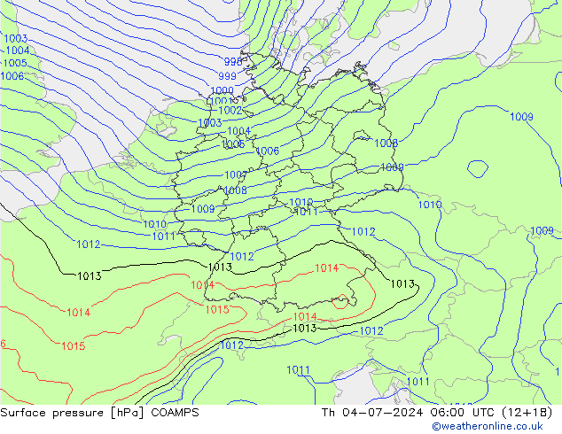 地面气压 COAMPS 星期四 04.07.2024 06 UTC