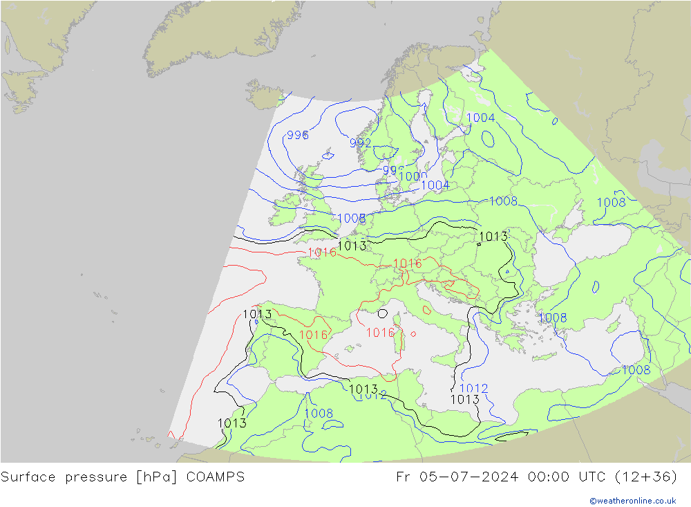 Luchtdruk (Grond) COAMPS vr 05.07.2024 00 UTC