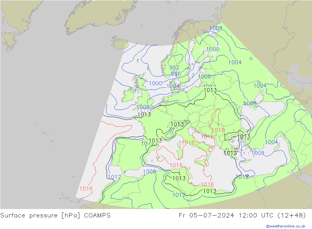 Luchtdruk (Grond) COAMPS vr 05.07.2024 12 UTC