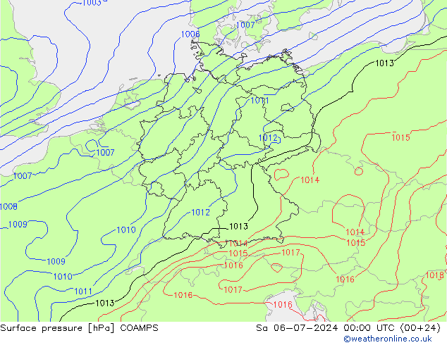 地面气压 COAMPS 星期六 06.07.2024 00 UTC