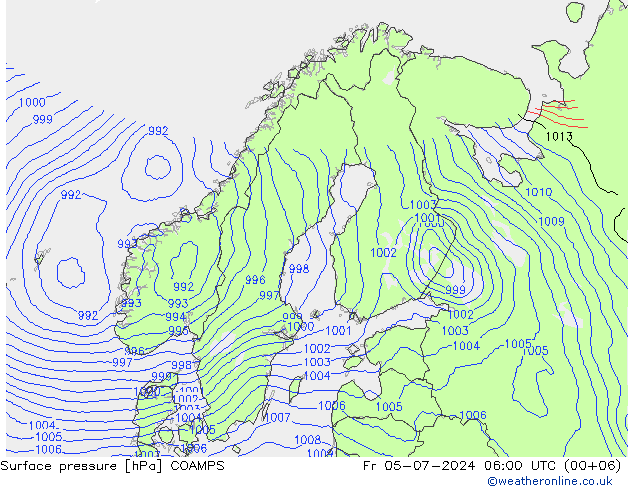 地面气压 COAMPS 星期五 05.07.2024 06 UTC