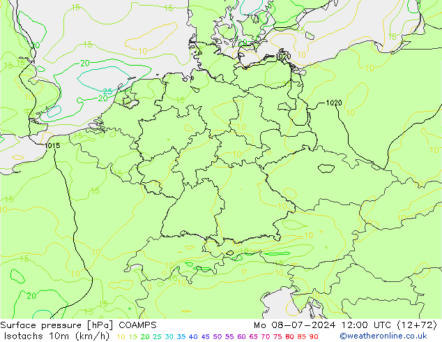 Isotachen (km/h) COAMPS ma 08.07.2024 12 UTC