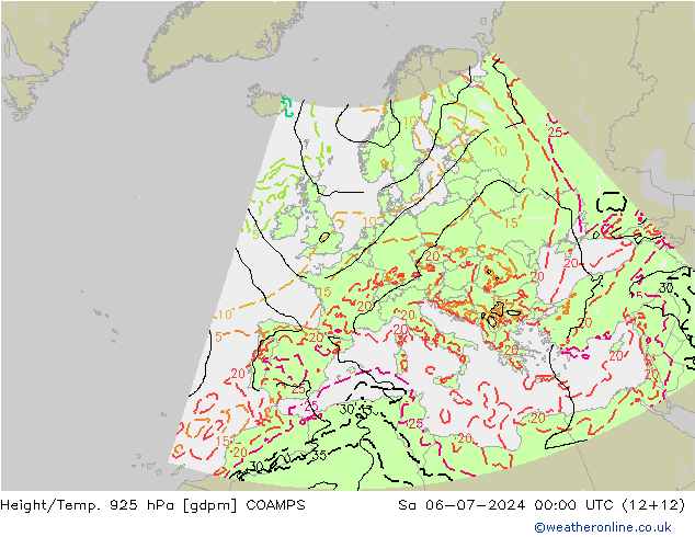 Hoogte/Temp. 925 hPa COAMPS za 06.07.2024 00 UTC