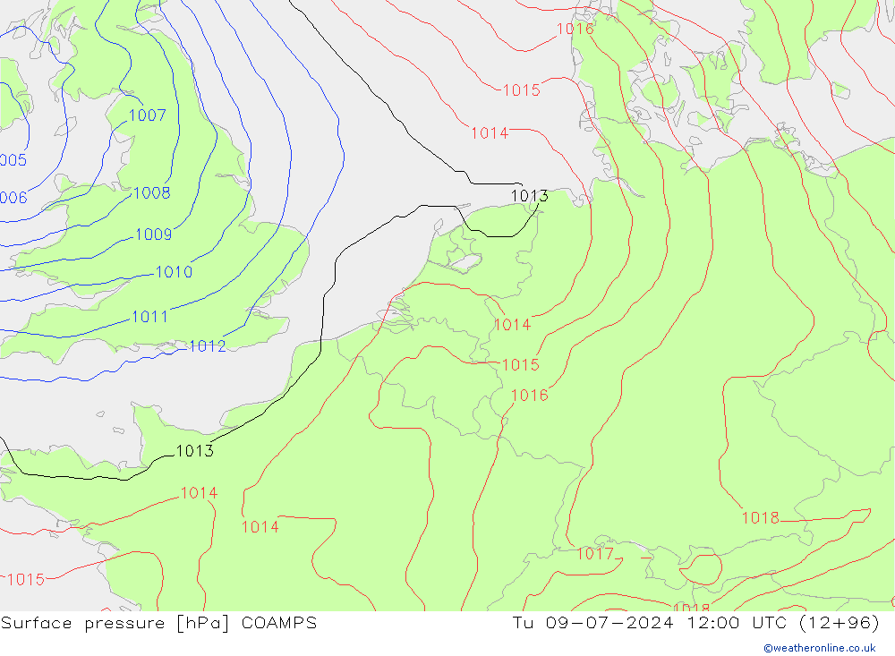 Luchtdruk (Grond) COAMPS di 09.07.2024 12 UTC