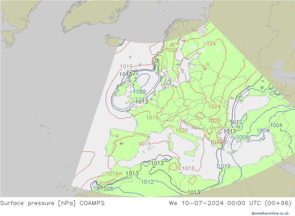 Luchtdruk (Grond) COAMPS wo 10.07.2024 00 UTC