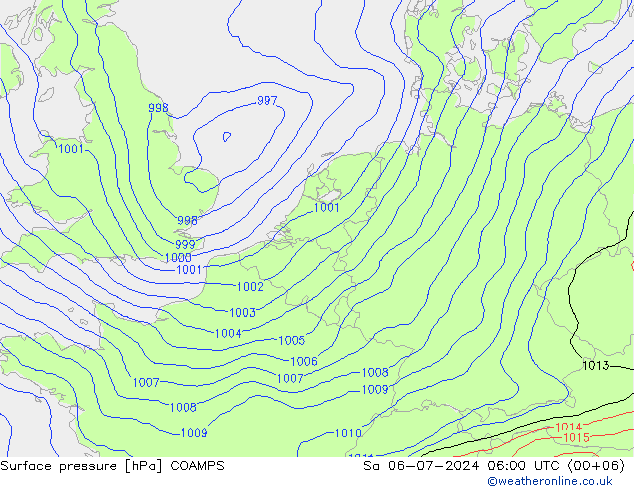 地面气压 COAMPS 星期六 06.07.2024 06 UTC