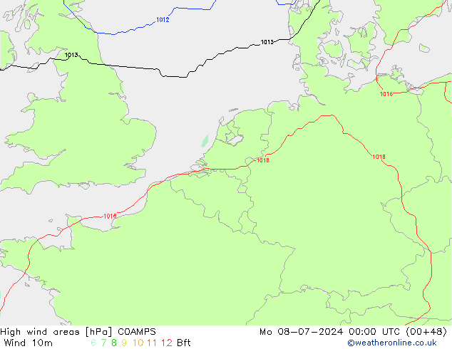 Windvelden COAMPS ma 08.07.2024 00 UTC