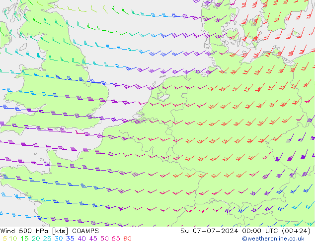 Wind 500 hPa COAMPS zo 07.07.2024 00 UTC