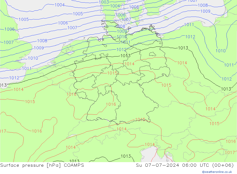 Luchtdruk (Grond) COAMPS zo 07.07.2024 06 UTC