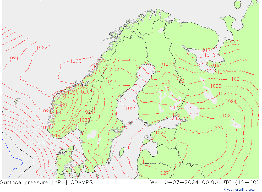 地面气压 COAMPS 星期三 10.07.2024 00 UTC