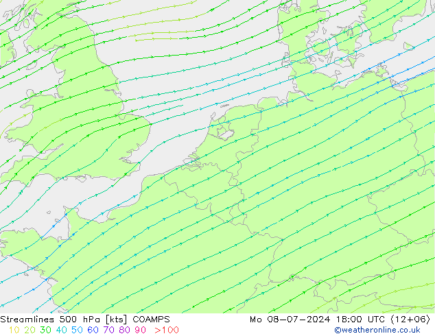 风 500 hPa COAMPS 星期一 08.07.2024 18 UTC