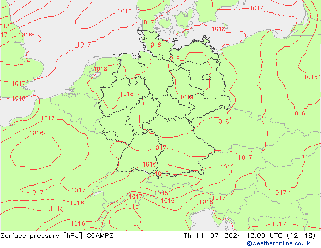 地面气压 COAMPS 星期四 11.07.2024 12 UTC