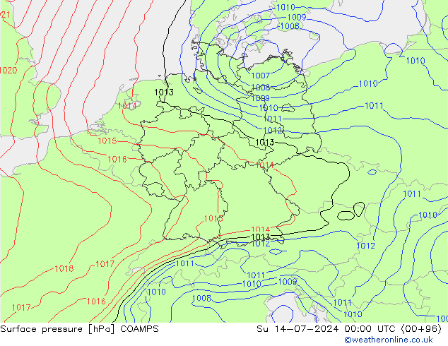 Luchtdruk (Grond) COAMPS zo 14.07.2024 00 UTC