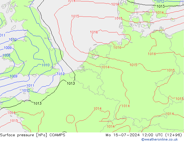 地面气压 COAMPS 星期一 15.07.2024 12 UTC