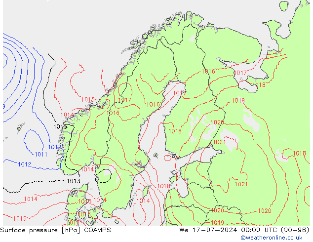 地面气压 COAMPS 星期三 17.07.2024 00 UTC